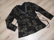 CZARNO-ZŁOTA BLUZKA DOPASOWANY FASON ROZM. 38 PETITE