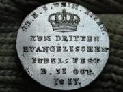 MEDAL - ŻETON PAMIĄTKOWY Z 1817 R. /// 300 LAT  REFORMACJI   . SREBRO 