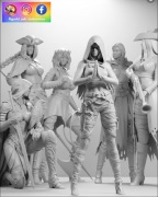 Figurki 32mm dark fantasy łowczynie 8 szt – malowane lub surowe
