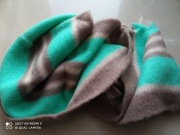 Radiant all wool szal pasy mięta capucino krem 100% wełna 27x 128 cm