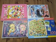 Puzzle zestaw 4 szt Kraina Lodu, Minnie, My little Pony, Mapa Polski