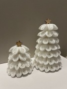 Dwie choinki świąteczne z płatków higienicznych z perełkami 15cm i 20cm