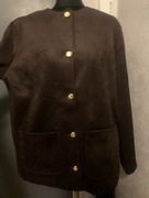 H&M kurtka marynarka wdzianko narzutka oversize eco zamsz czekoladowa