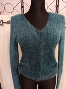 Sweter szmaragdowy włochacz na guziki 