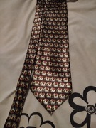 Jedwabny brązowy krawat w słonie Gold Star  Hand Made