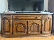 Meble dębowe swarzędz zestaw 5 elementów, ława, żyrandol, karnisz.