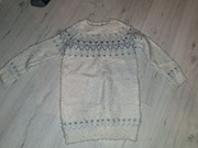 Zimowy sweterek sweter z kryształkami r. 128-134, 8-9 lat dłuższy za biodra