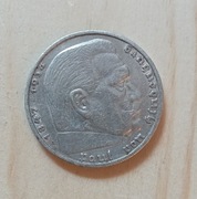 Hindenburg rzadka srebro 1937 5 mark