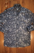 Koszula Eterna r. 40 szary niebieski dł rękaw wzór męska bawełniana
