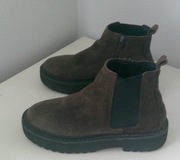 Zara - brązowe botki sztyblety/nubuk/ roz32