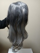 Peruka damska długa falowana efekt ombre szary/srebrny naturalny wygląd