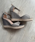 Szare espadryle na koturnie z zamszu