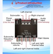 Moduł wzmacniacza mocy stereo 2.1 AUX bluetooth Jack ZK mt21 50w 100w 24v