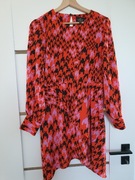 Sukienka koszulowa z falbanami Top Shop pomarańczowa w pepitkę L