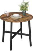 Stół okrągły VASAGLE 80 cm – industrialny, rustykalny brąz + czarny