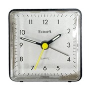 Budzik EUROPA Quartz vintage, Niemcy czarny podróżny design lat 70./80.