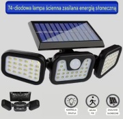 Lampa Solarna z czujnikiem ruchu 74LED 800 lumenów 