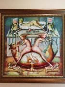 SIERGIEJ MALISZEWSKI, Dekoracja, olej 70x70, oprawiony