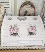 Chlebak drewniany róże vintage duży wyprzedaż 