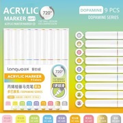 Markery Akrylowe Languo Dopamine Series – Zestaw 9 szt. Pędzelkowe