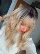 Peruka nowa jak naturalne brąz bob blond fale loki grzywka dla kobiet