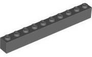 LEGO 4 x 6111 klocek 1x10x1 - szary ciemny