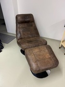 Elegancki fotel skórzany Lind z podnóżkiem – design i komfort