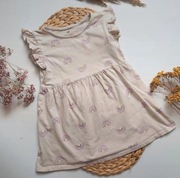 Sukienka H&M 98 104 rozkloszowana z falbankami na ramionach bawełniana 