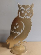 Sowa dekoracja metalowa 28 cm do domu ogrodu złota