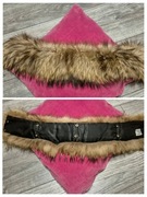 Jenot naturalny 66cm  futro dopinka obszycie kaptura 