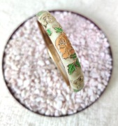 Kremowa bransoleta bransoletka bangla kwiaty róże wzór floral retro