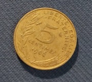 Moneta Francja 5 centymów 1966