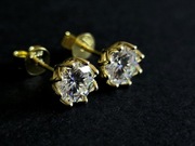 Srebrne kolczyki z 2 x 1crt diamentem Moissanitem pozłacany 