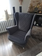 Fotel Uszatek szary velvet