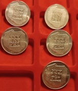 5 szt. srebrnych monet. 200 zł. XXX Lat PRL  rok 1974. 