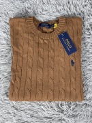 Polo Ralph Lauren sweter vintage cable knit khaki basic M unisex
