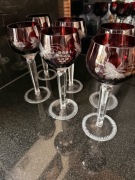 Kieliszki kryształowe ramery PRL rubinowe wysokie kielichy 