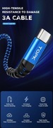 Kabel 3A Fast Charge TOPK USB A do typu C Pleciony kabel