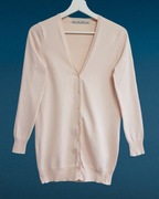 Damski bawełniany sweter pudrowy róż z długim rękawem Zara Knit 36/38 S/M