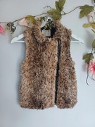 urocze futerko bezrękawnik Zara Girls brązowe brąz na suwak 134 rozmiar