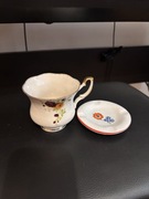 Porcelanowa filiżanka z kwiatami + mała dekoracyjna podstawka