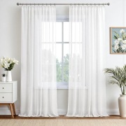 Firany białe woal 280x140 cm z taśmą marszczoną komplet 2 sztuki