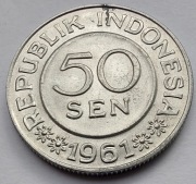 INDONEZJA 50 Sen 1961 aluminum okołoMENNICZA 
