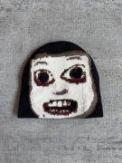 Nowa modna czarna uniseks czapka zimowa beanie z motywem twarzy horror y2k