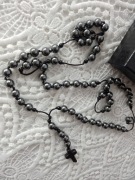 Rozaniec z kamieniami hematyt 48cm męski Różaniec