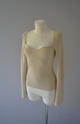 H&M Premium kremowy dzianinowy sweter dekolt serce 36 S