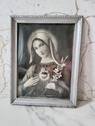 Antyk Antyczny Stary Obraz Sakralny Najświętsze Serce Jezusa 