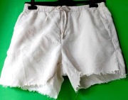H&M krótkie letnie lniane spodnie spodenki szorty 36 38 len wystrzępione