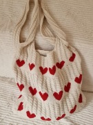 Torebka shopper worek dziergana serca