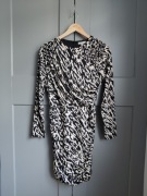 Nowa sukienka drapowana midi animal print M/38 H&M